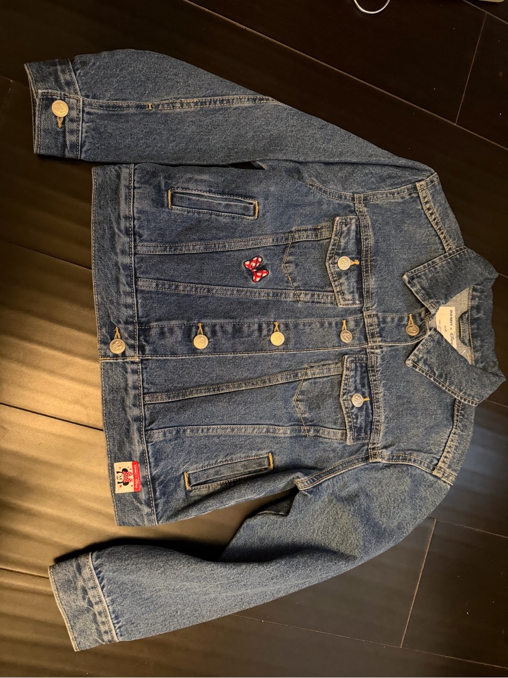 Old Navy Kids Blue Denim Jean Jacket with Red Minnie Patch nwt size m 8